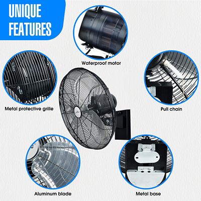 Image showing  18 in. Variable Speed Outdoor Oscillating High-Velocity Wall Fan, 4,150 CFM Heavy-Duty Weatherproof Motor
