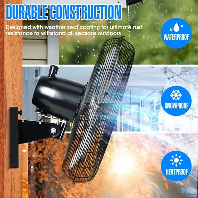 Image showing  20 in. Variable Speed Outdoor Oscillating High-Velocity Wall Fan, 4,750 CFM Heavy-Duty Weatherproof Motor