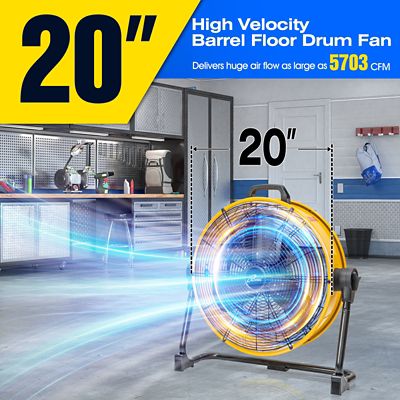 Image showing  20 in. Indoor Stepless Speed Heavy-Duty High Velocity Barrel Floor Drum Fan with DC Motor, 5,703 CFM, UL Safety Listed