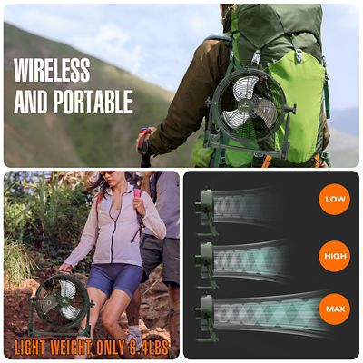 Image showing  12 in. Indoor/Outdoor Rechargeable Battery Operated Camping Floor Fan, High Velocity with Metal Blade