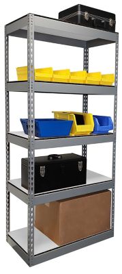 Image showing  5-Shelf 72 in. x 48 in. x 24 in. Boltless Shelving Unit, Gray, 16-Gauge, 800 lb./Level Capacity, 4,000 lb.