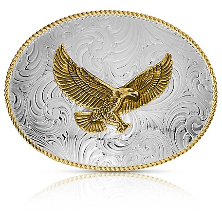 Montana Silversmiths Extra Large Oval Engraved Buckle With Eagle, 2118-697