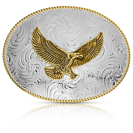 Montana Silversmiths Extra Large Oval Engraved Buckle With Eagle, 2118-697