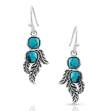 Montana Silversmiths Whispering Winds Feather Turquoise Earrings, ER5711
