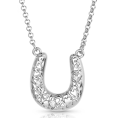 Montana Silversmiths Heartfelt Luck Horseshoe Necklace, NC5700