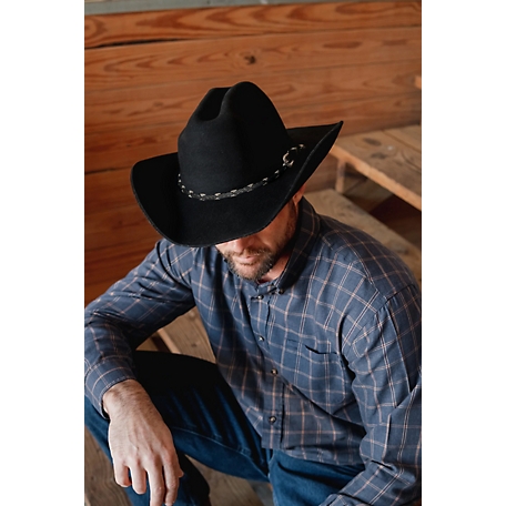 Kanut Sports Caney Classic Big Brim Cowboy Wool Felt Hat, Black