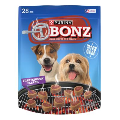 Purina T-Bonz Filet Mignon Flavor Steak Shaped Treats for Dogs, 28 oz. Pouch