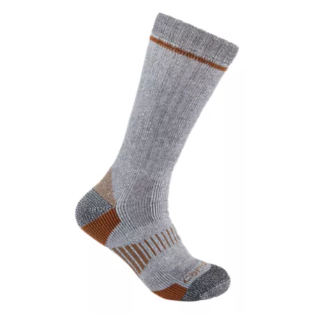 Carhartt SB2072MGRYL Men's Mid-Weight Synthetic Wool Blend Boot Socks 2 Pairs Men's Boot Socks