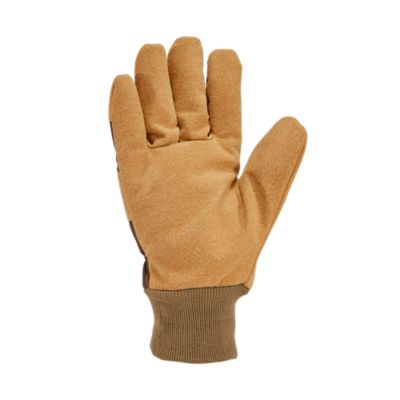 Image showing  Men's Synthetic Suede Knit Cuff Insulated Winter Gloves, 1 Pair