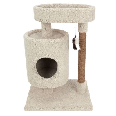 Image showing  35 in. Real Carpet Condo Cuddler Wooden Cat Tree, Gray