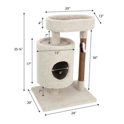 Image showing  35 in. Real Carpet Condo Cuddler Wooden Cat Tree, Gray