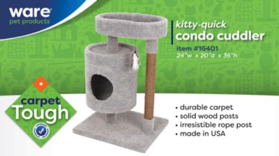Image showing  35 in. Real Carpet Condo Cuddler Wooden Cat Tree, Gray