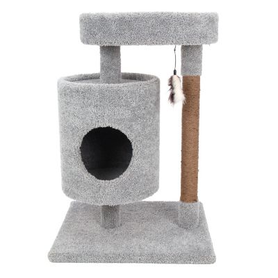Image showing  35 in. Real Carpet Condo Cuddler Wooden Cat Tree, Gray