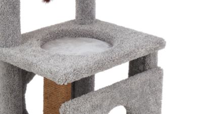 Image showing  37 in. Real Carpet Contemporary Cuddler Wooden Cat Tree, Gray