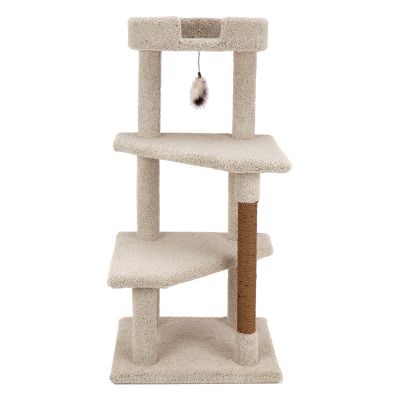 Image showing  49 in. Real Carpet Plateau Palace Wooden Cat Tree, Gray