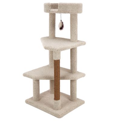 Image showing  49 in. Real Carpet Plateau Palace Wooden Cat Tree, Gray
