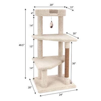 Image showing  49 in. Real Carpet Plateau Palace Wooden Cat Tree, Gray