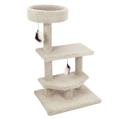 Image showing  40 in. Real Carpet Hammock Perch Wooden Cat Tree, Beige