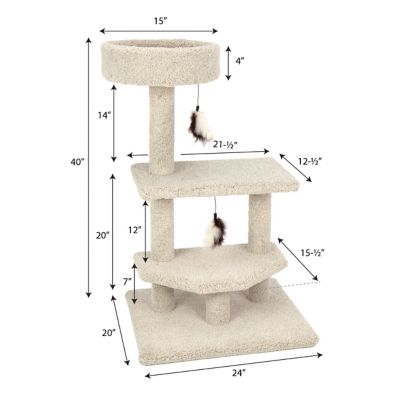 Image showing  40 in. Real Carpet Hammock Perch Wooden Cat Tree, Beige
