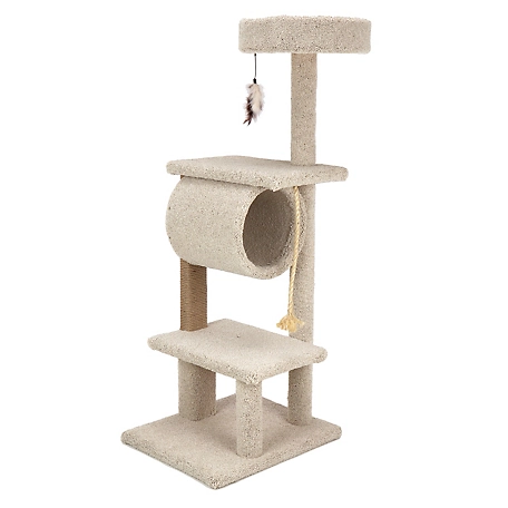 Kitty-Quick 58 in. Real Carpet Hanging Hideout Wooden Cat Tree, Grey