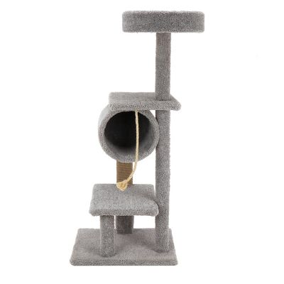 Image showing  58 in. Real Carpet Hanging Hideout Wooden Cat Tree, Gray