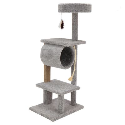 Image showing  58 in. Real Carpet Hanging Hideout Wooden Cat Tree, Gray