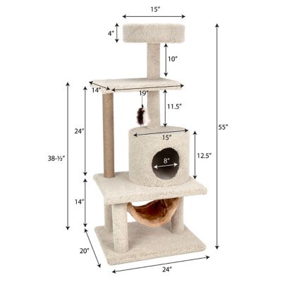 Image showing  55 in. Real Carpet Next Level Relaxation Wooden Cat Tree, Beige