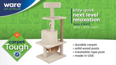 Image showing  55 in. Real Carpet Next Level Relaxation Wooden Cat Tree, Beige