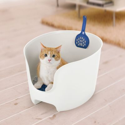 Image showing  Paw Trax High Wall Cat Litter Box, White & Blue