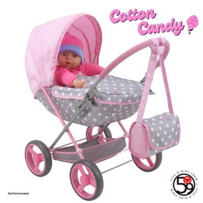 Image showing 3 th 509 Crew Cotton Candy Pink: Doll Deluxe Pram - Pink, Grey, Polka Dot