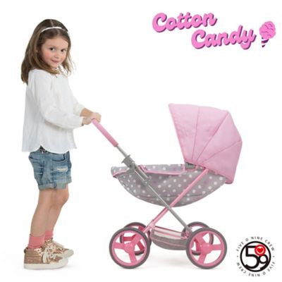 Image showing 4 th 509 Crew Cotton Candy Pink: Doll Deluxe Pram - Pink, Grey, Polka Dot