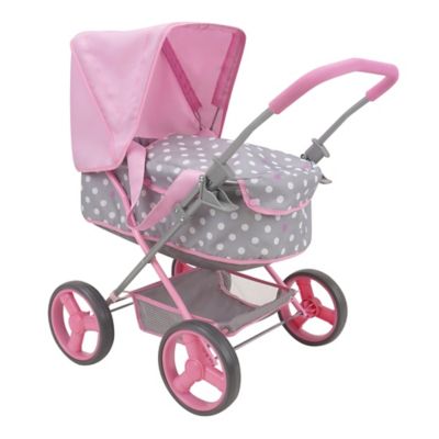 509 Crew Cotton Candy Pink: Doll Pram - Pink, Grey, Polka Dot