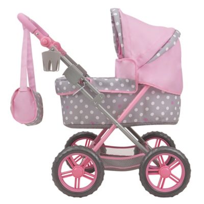 Image showing  Cotton Candy Pink: Amanda Doll Pram - Pink, Grey, Polka Dot