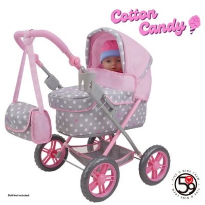 Image showing  Cotton Candy Pink: Amanda Doll Pram - Pink, Grey, Polka Dot