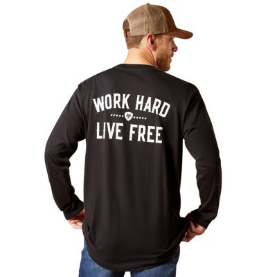 Ariat Men's Rebar Cotton Strong WHLF Long -Sleeve Work T-Shirt