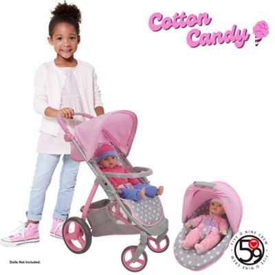 Image showing 5 th 509 Crew Cotton Candy Pink: Doll Travel System - Pink, Grey, Polka Dot