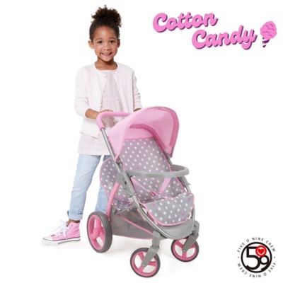 Image showing 5 th 509 Crew Cotton Candy Pink: Twin Tandem Doll Stroller - Pink, Grey, Polka Dot
