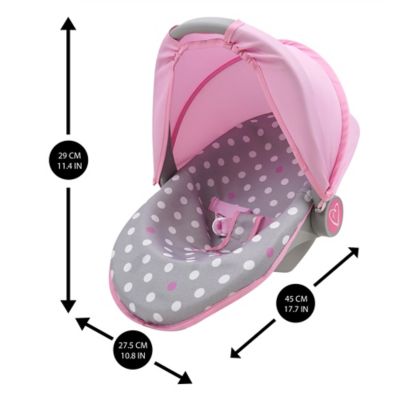Image showing 2 th 509 Crew Cotton Candy Pink: 3-in-1 Doll Car Seat - Pink, Grey, Polka Dot