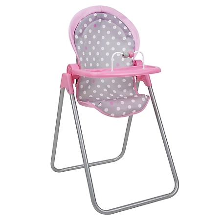 509 Crew Cotton Candy Pink: Foodie Doll Highchair - Pink, Grey, Polka Dot