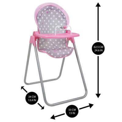 Image showing  Cotton Candy Pink: Foodie Doll Highchair - Pink, Grey, Polka Dot