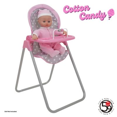 Image showing  Cotton Candy Pink: Foodie Doll Highchair - Pink, Grey, Polka Dot