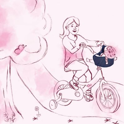 Image showing 2 th Gotz Bike Seat Blue Clouds - for Dolls up to 20 in.