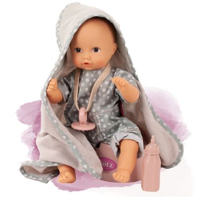 Gotz Sleepy Aquini 13" Drink & Wet Baby Doll - Bath Time Doll With Tub & Accessories