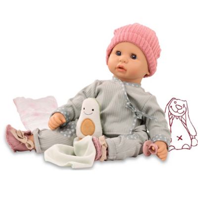 Image showing 6 th Gotz Cookie 19 in. Soft Baby Doll in Grey Outfit with Blue Sleeping Eyes