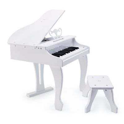 Hape Deluxe 30-Key Grand Piano Toy with Stool, Ages 3 and Up, White