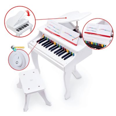 Image showing  Deluxe 30-Key Grand Piano Toy with Stool, Ages 3 and Up, White