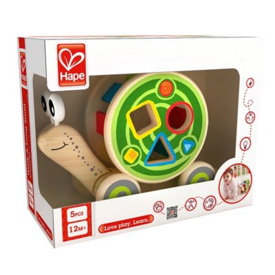 Image showing  Walk-A-Long: Snail - Wooden Toddler Pull Along Toy with Shapes