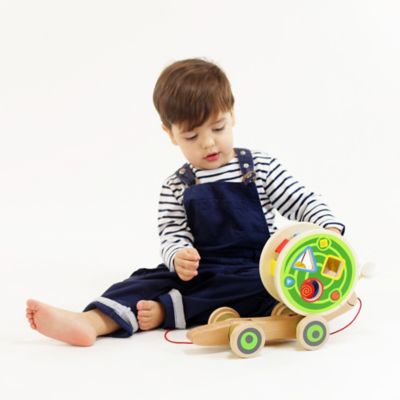Image showing  Walk-A-Long: Snail - Wooden Toddler Pull Along Toy with Shapes