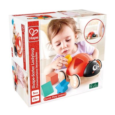 Image showing  Shape Sorter Pull-Along Ladybug - Wooden Toddler Toy