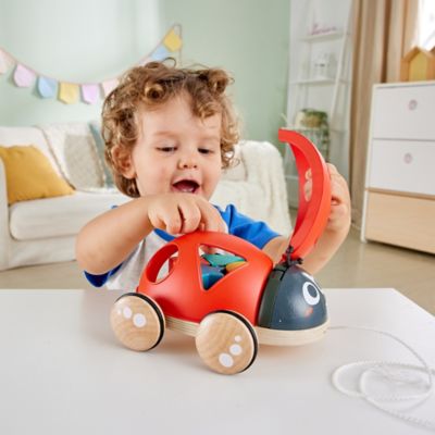 Image showing  Shape Sorter Pull-Along Ladybug - Wooden Toddler Toy